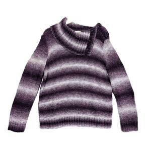 Jones New York Sport Women's XL Purple Fade Stripe Turtleneck Sweater Whimsigoth